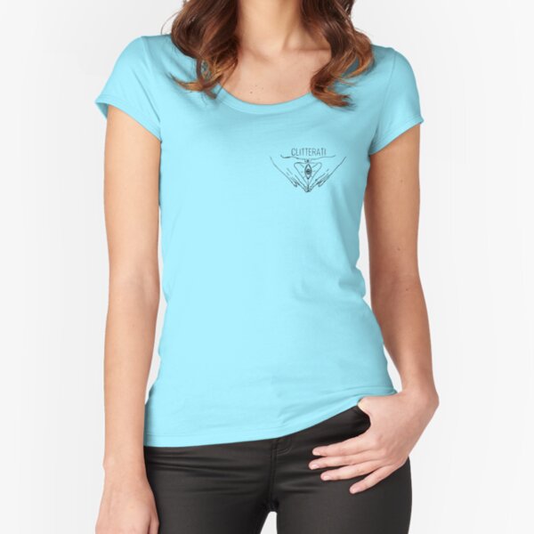 The Clitterati Secret Society - Black and White Fitted Scoop T-Shirt