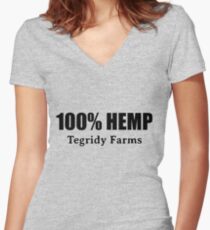 100 % Hemp by Tegridy Farms. Made with Colorado Tegridy. Women's Fitted V-Neck T-Shirt