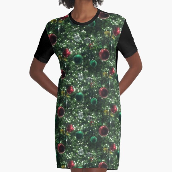 Christmas Baubles Graphic T-Shirt Dress