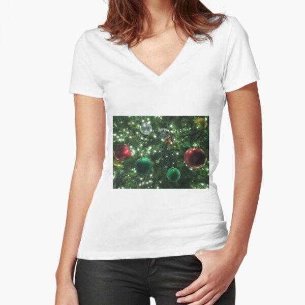 Christmas Baubles Fitted V-Neck T-Shirt