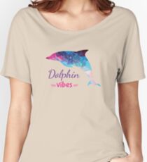 Delphin-Vibes-Retro- polygonale Grafik Loose Fit T-Shirt