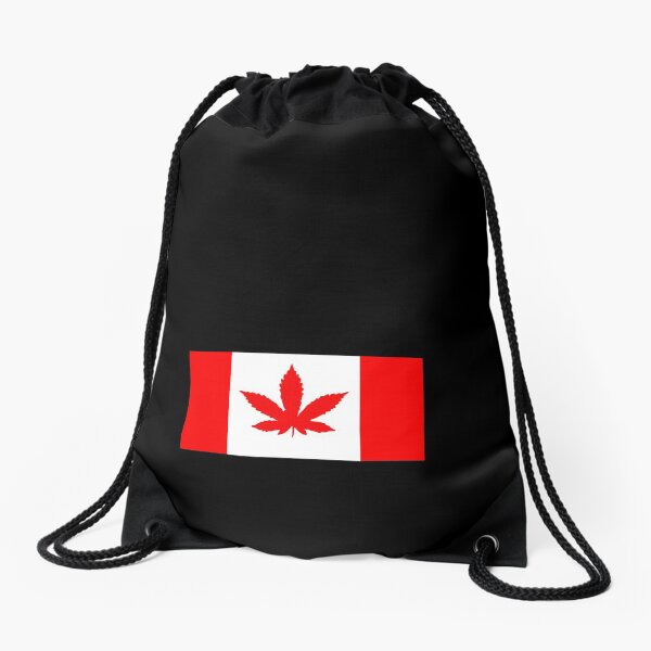 Canada Leaf - Cannabis - Marijuana - Weed - Pot Leaf - Red - Flag Drawstring Bag