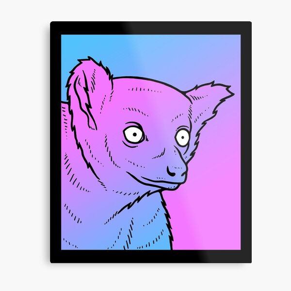 Vaporwave Lemur Aesthetic Pastel Goth Primate Metal Print