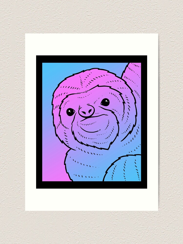 Vaporwave Sloth Aesthetic Pastel Goth Sloths Art Print By Dinosareforever Redbubble