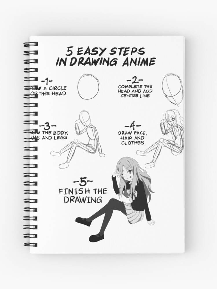 Cuaderno De Espiral 5 Sencillos Pasos Para Dibujar Anime Camiseta
