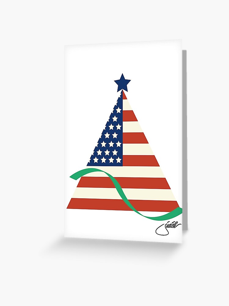facet ly jogger Red, White, Blue and Green Christmas Tree Patriotic USA Flag Christmas  Unique Clever Cute" Greeting Card for Sale by JudithDesigns | Redbubble