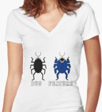 Bug vs Feature funny T-shirt Women's Fitted V-Neck T-Shirt
