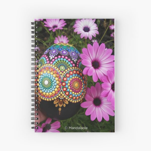 Mandala egg painted stone Spiral Notebook