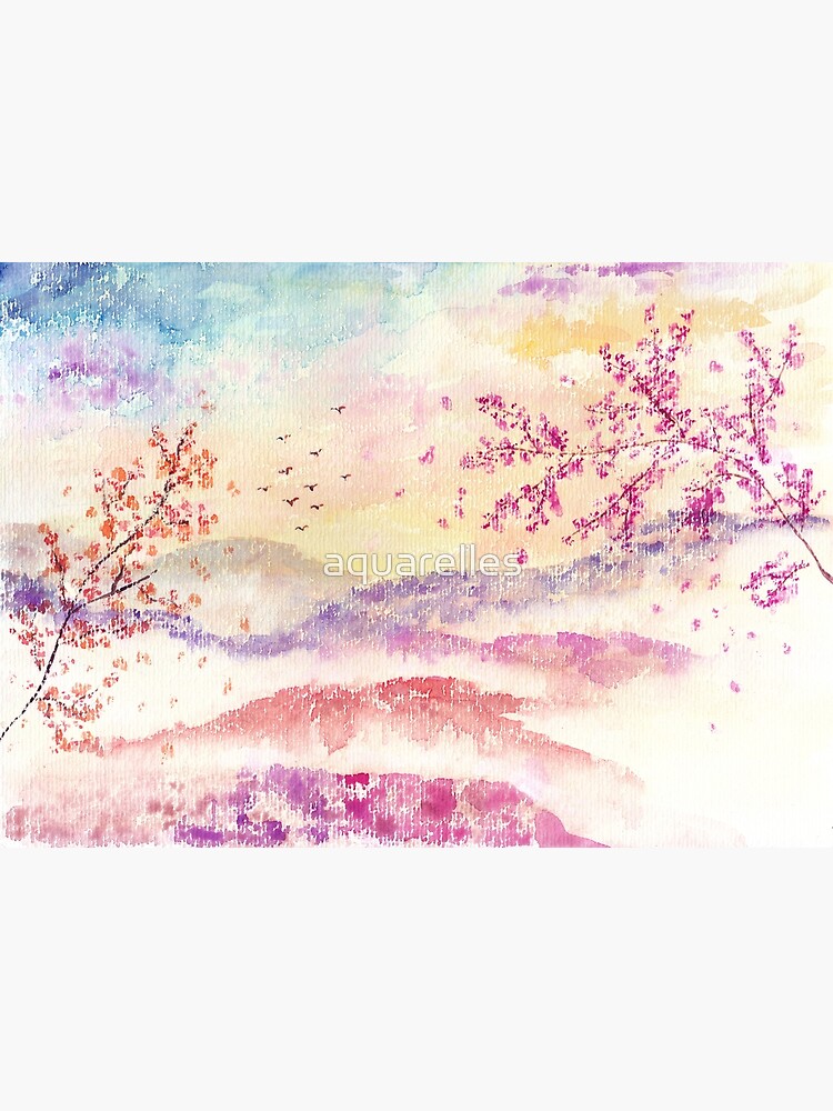 Thumbnail 7 of 7, Framed Art Print, Loose Landscape and Branches Watercolor designed and sold by aquarelles.