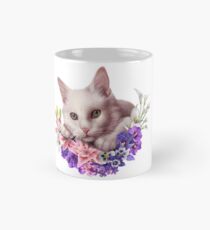 Snowy Flower Kitten Classic Mug