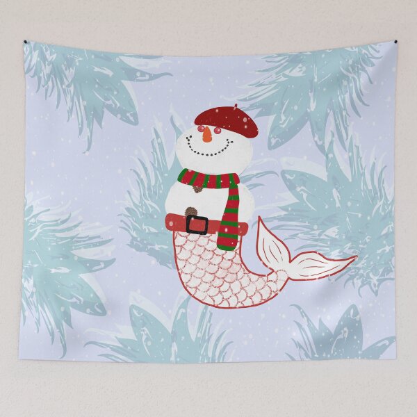 Item preview, Snowman Mermaid  designed and sold by oursunnycdays.
