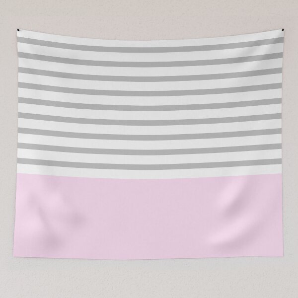Item preview, Silver Gray Stripes Above Girly Pink designed and sold by rewstudio.