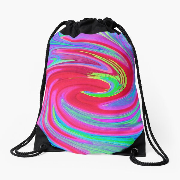 Abstract Liquid Art in Red and Purple and Fuchsia Drawstring Bag