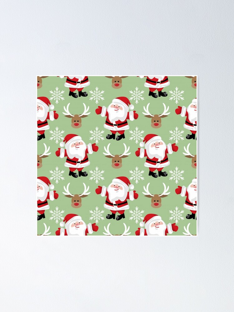 Christmas Santa Green & Red Vintage DEPT STORE WRAPPING PAPER ROLL