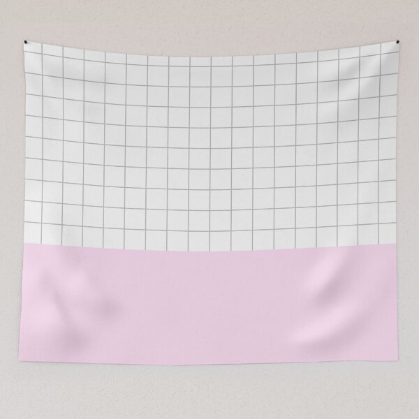 Item preview, Silver Gray Grid On White Above Girly Pink designed and sold by rewstudio.