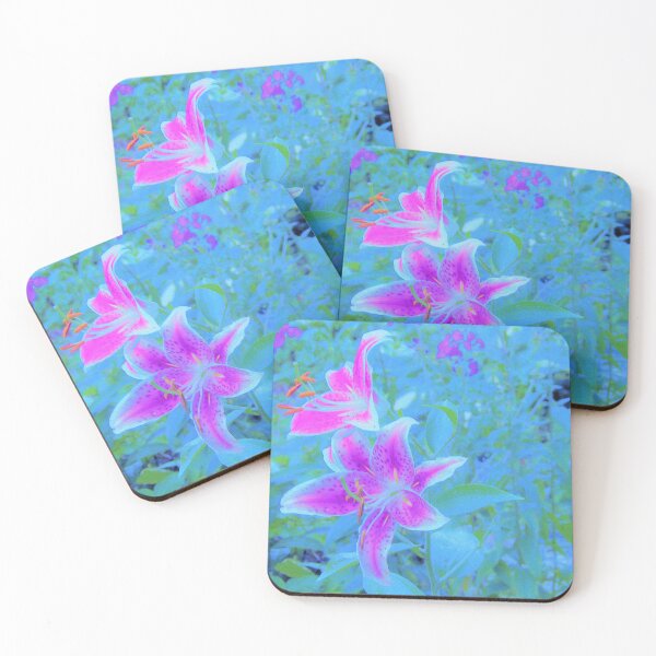 Item preview, Fuchsia Stargazer Lilies in the Blue Garden designed and sold by myrubiogarden.