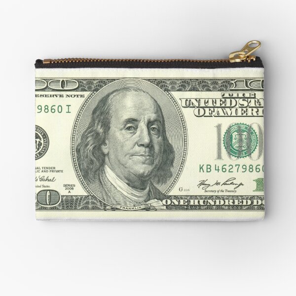 100 US Dollars Bill Zipper Pouch