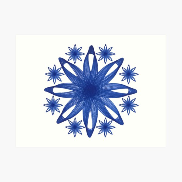 Blue Spirograph Tile Pattern Art Print