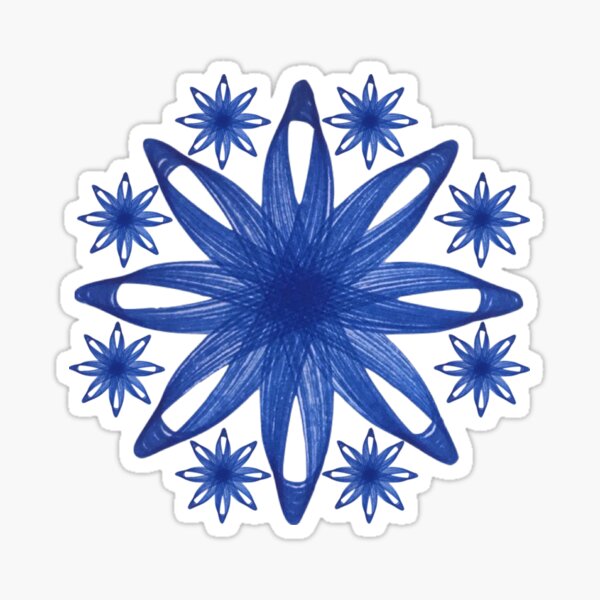 Blue Spirograph Tile Pattern Sticker