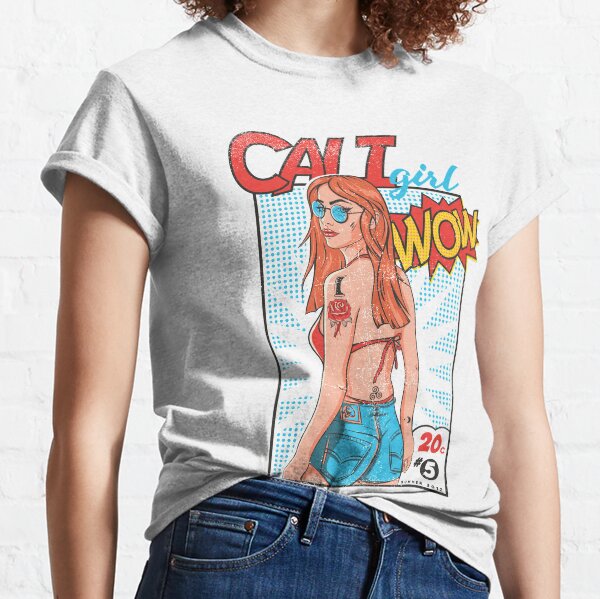California Beach Girl Redhead Comic Venice Beach Classic T-Shirt