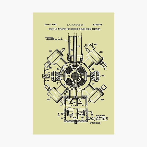 Nuclear Fusion Invention Patent 1968 Photographic Print