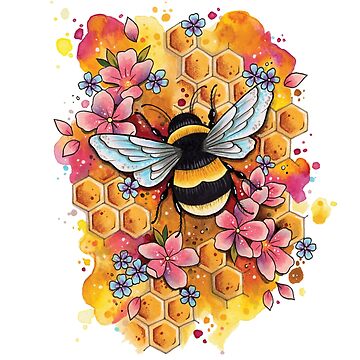 Artwork thumbnail, Bumble Bee watercolor design by lornalaine