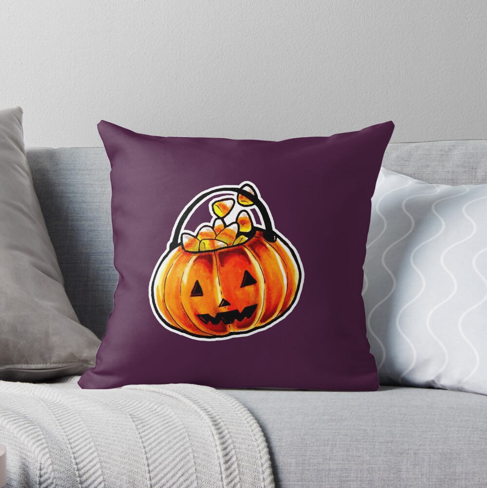 Jack-o’-lantern Throw Pillow
