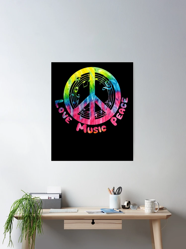 Love, Music, Peace - Hippie Peace Sign
