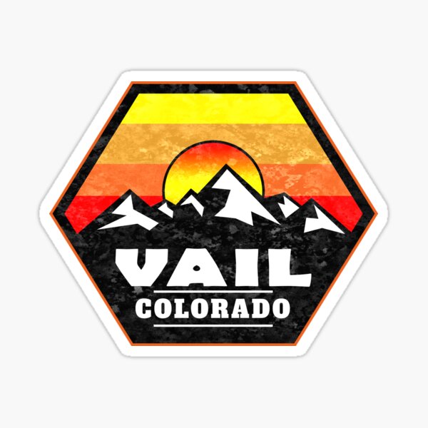Skiing Vail Colorado Ski Mountains Sunset Sticker