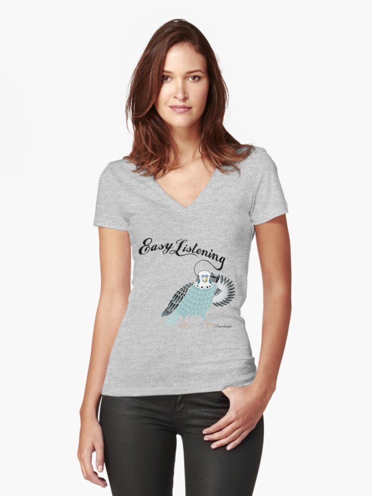 Thumbnail 1 of 3, Fitted V-Neck T-Shirt, Easy Listening designed and sold by kernelcopia.