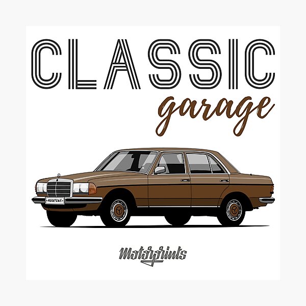 Item preview, Classic Garage W123 (brown) designed and sold by Motorpr1nts.