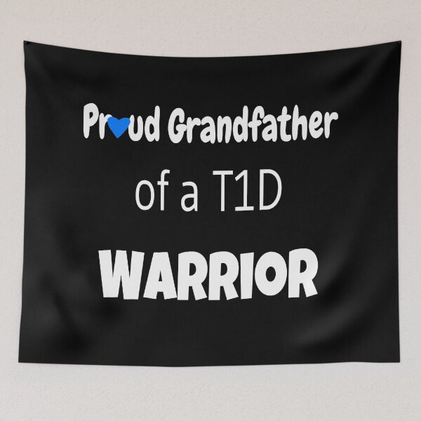 Item preview, Proud Grandfather Of A T1D Warrior - White Text -  Blue Heart  designed and sold by CatGirl101.