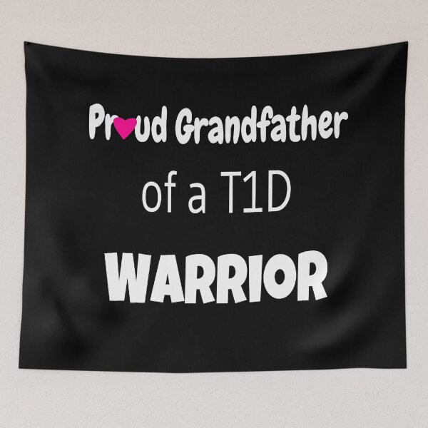 Item preview, Proud Grandfather Of A T1D Warrior - White Text -  Pink Heart  designed and sold by CatGirl101.