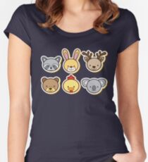 Animals Cartoon Women's Fitted Scoop T-Shirt