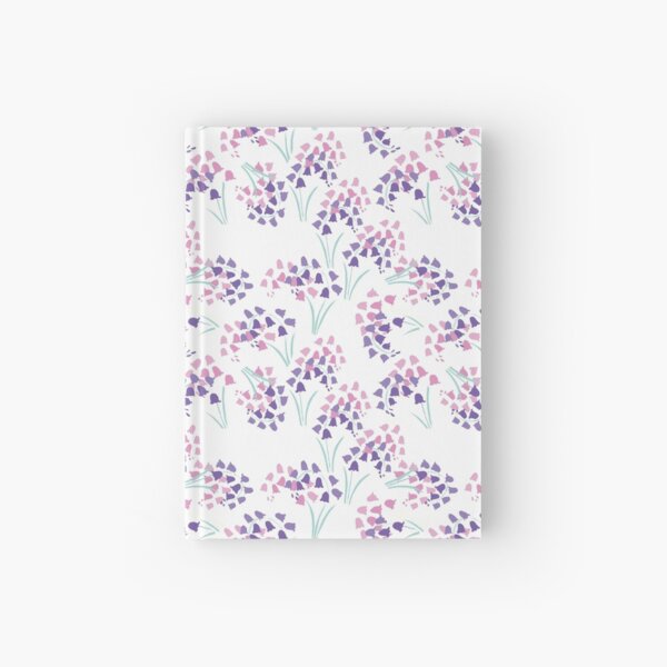 Pink and blue bluebells pattern Hardcover Journal