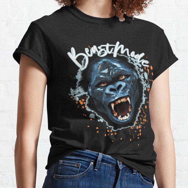 BEAST MODE GORILLA LADIES T SHIRT WORKOUT CROSSFIT EXERCISE WEIGHTLIFTING ARNIE