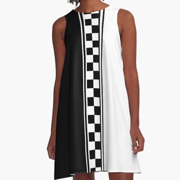 Stylish black and white ska inspired v2 A-Line Dress
