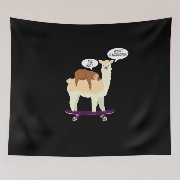 Item preview, Cute Skateboarding Llama with Sleeping Sloth Skateboard Gift designed and sold by Basti09.