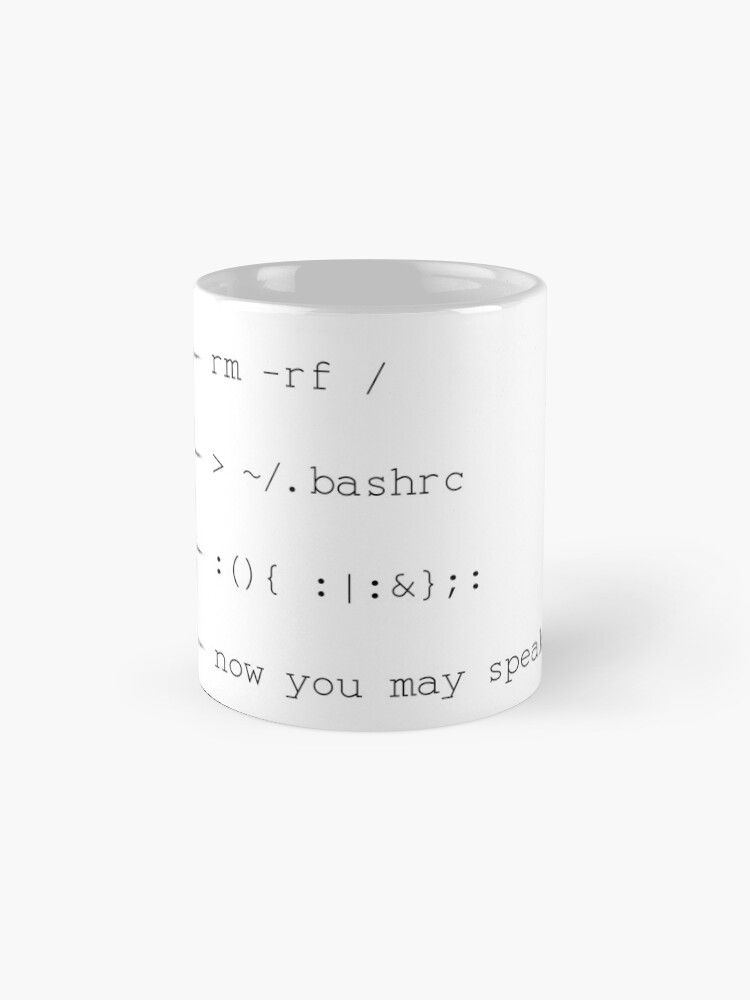 Thumbnail 4 of 6, Coffee Mug, linux root coffee cup now you may speak fork bomb rm -rf / designed and sold by skua74.