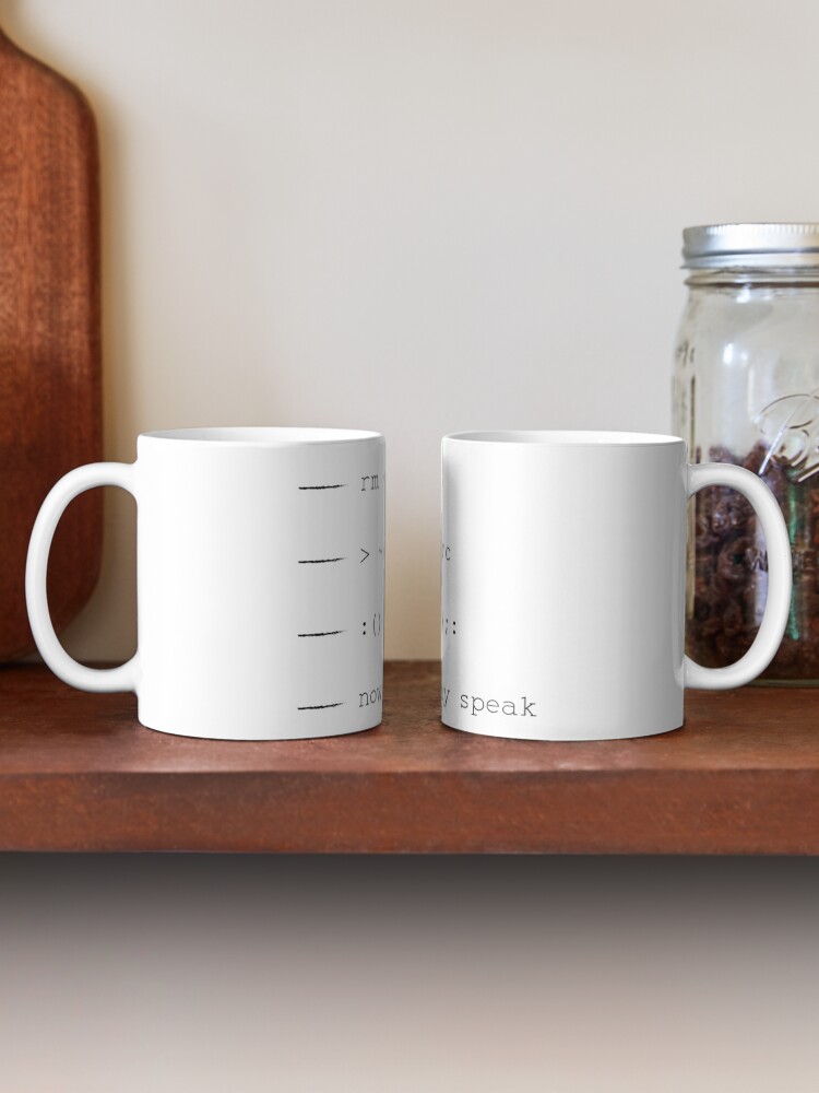 Thumbnail 2 of 6, Coffee Mug, linux root coffee cup now you may speak fork bomb rm -rf / designed and sold by skua74.