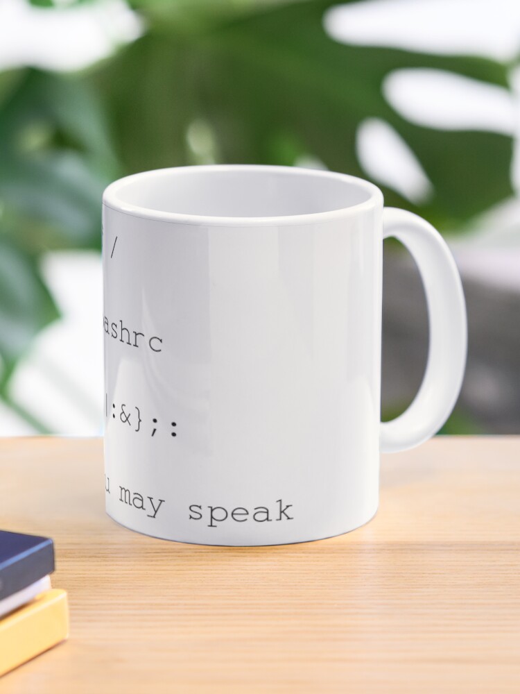 Thumbnail 1 of 6, Coffee Mug, linux root coffee cup now you may speak fork bomb rm -rf / designed and sold by skua74.