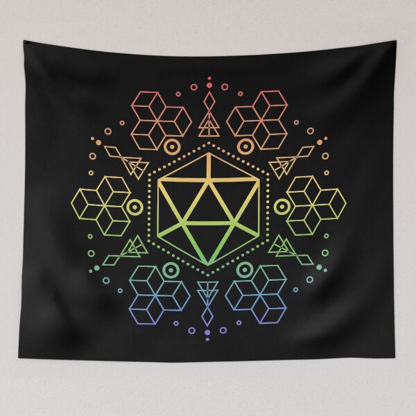 Item preview, Purple Geometric Polyhedral D20 Dice Rainbow Tabletop RPG Fantasy Gaming designed and sold by pixeptional.