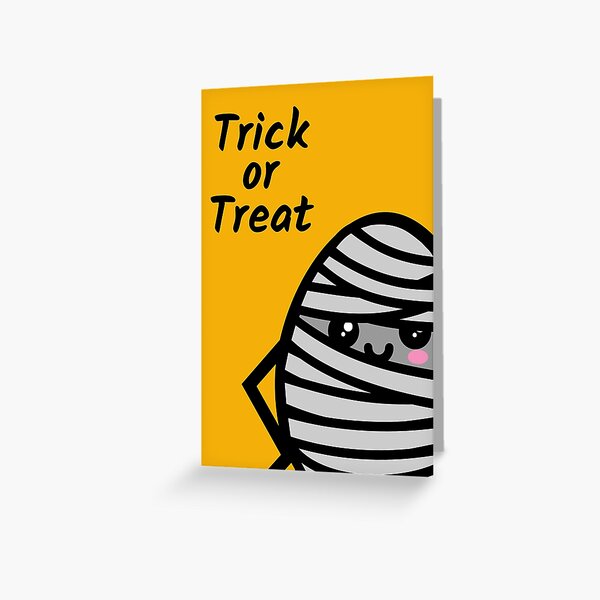 Trick or Treat - Creepy Egg Mummy - Halloween Greeting Card