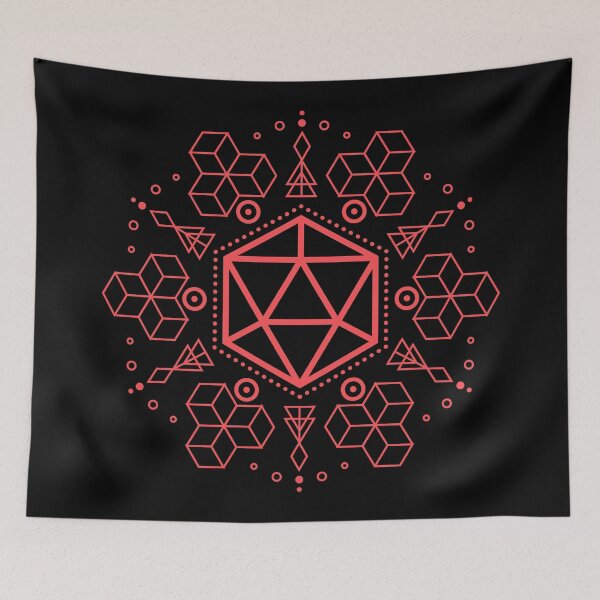 Item preview, Red Geometric Polyhedral D20 Dice Rainbow Tabletop RPG Gaming designed and sold by pixeptional.