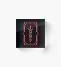 Bloque acrílico Espada de dados poliédrica roja enmarcada de Dungeon Armory