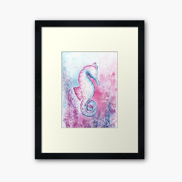 Item preview, Pink and Blue Seahorse Illustration designed and sold by Aquarelas de Maria.