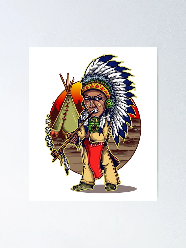 BADASS ARTIST ART / パーカー　smoking Indians Indian Chief Smoking Pipa