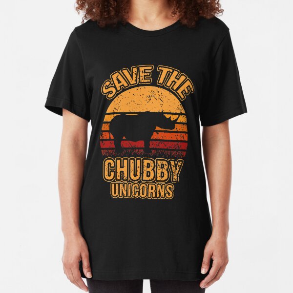 Save The Chubby Unicorns, Rhino, Gift, Retro, Vintage, Rhinocerus Slim Fit T-Shirt
