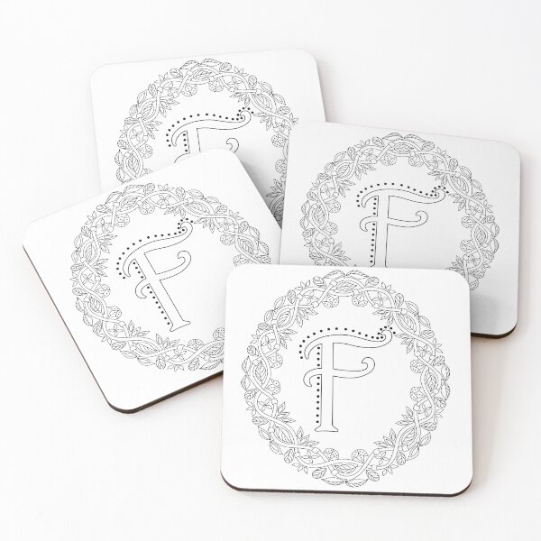Item preview, Letter F Black And White Wreath Monogram Initial designed and sold by theartofvikki.