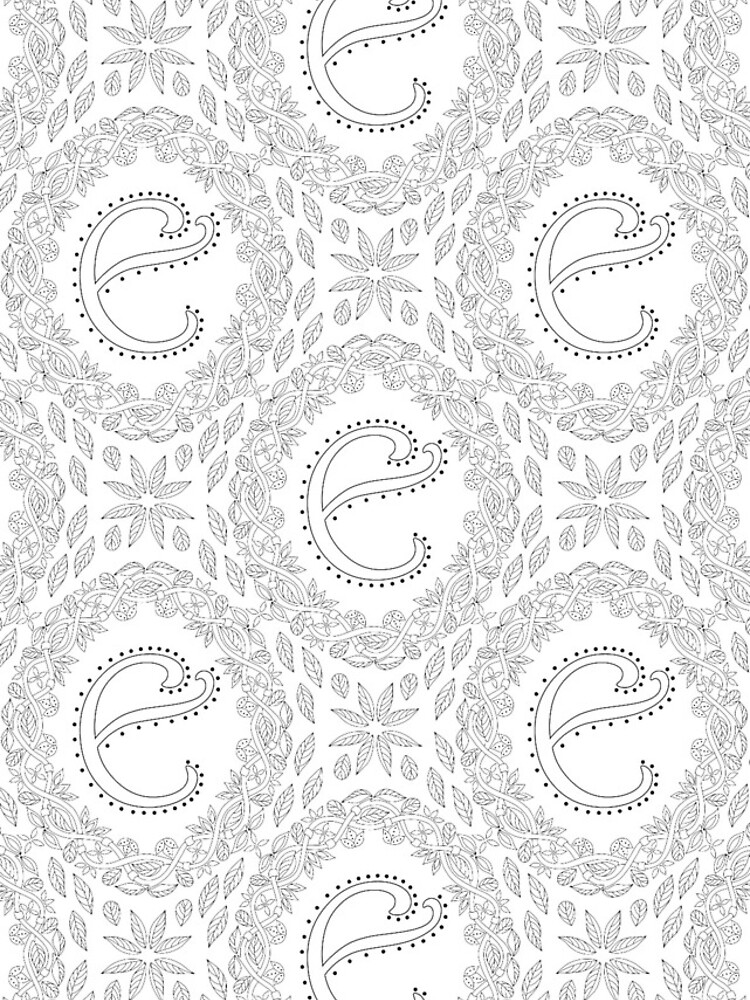 Letter E Black And White Wreath Monogram Initial by theartofvikki